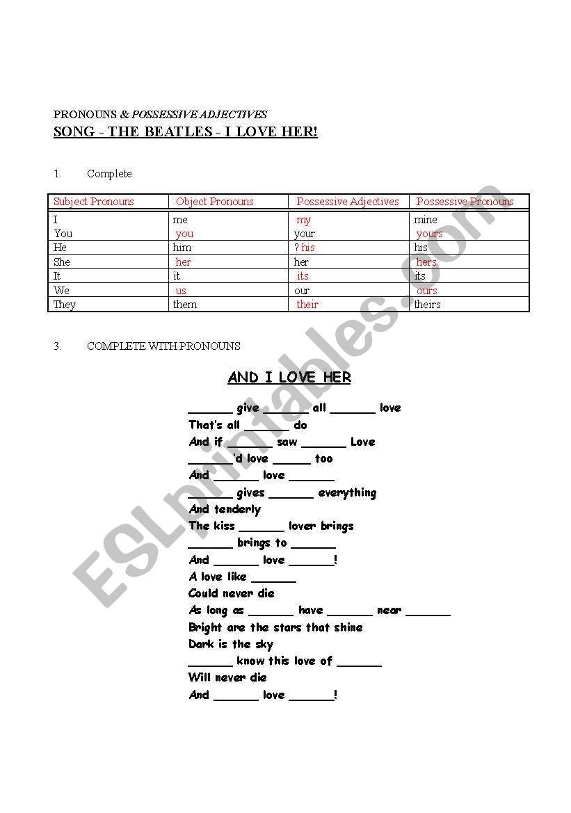 Beatles worksheet