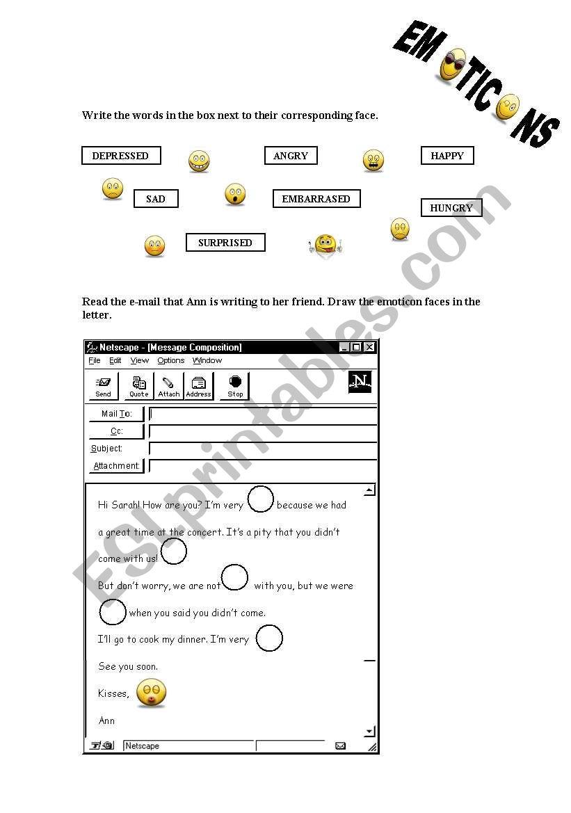 Emoticons worksheet