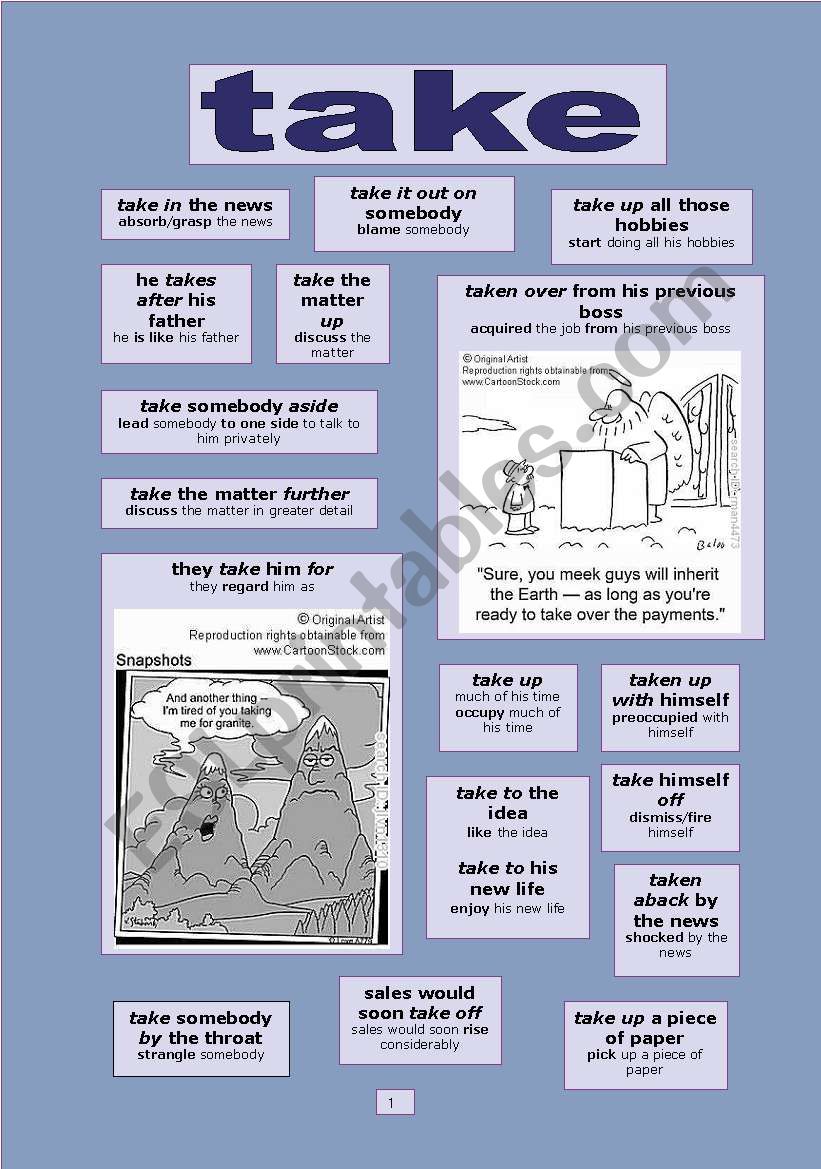 Phrases with TAKE  worksheet