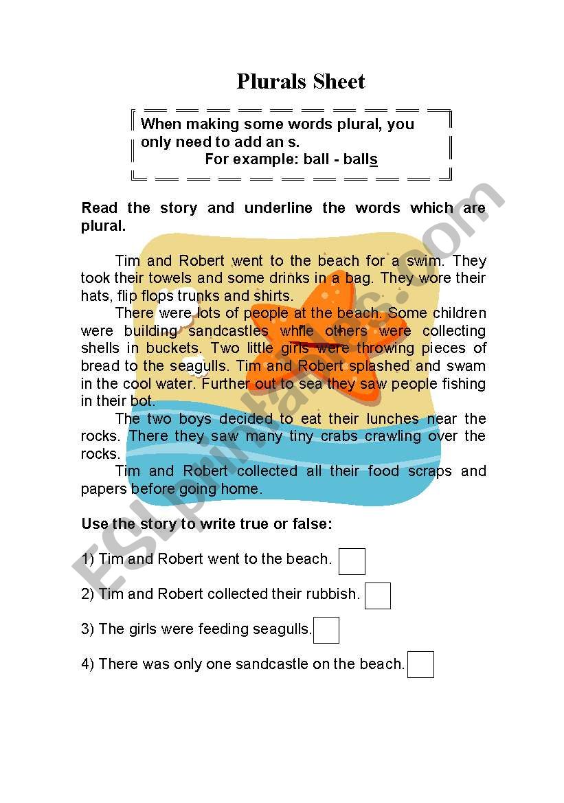 Plurals Sheet worksheet