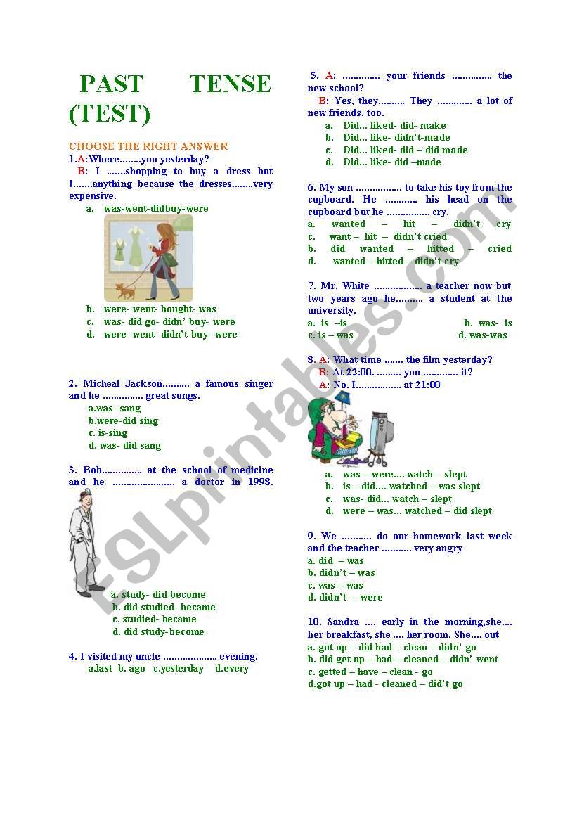 test-on-past-tense-esl-worksheet-by-handankb