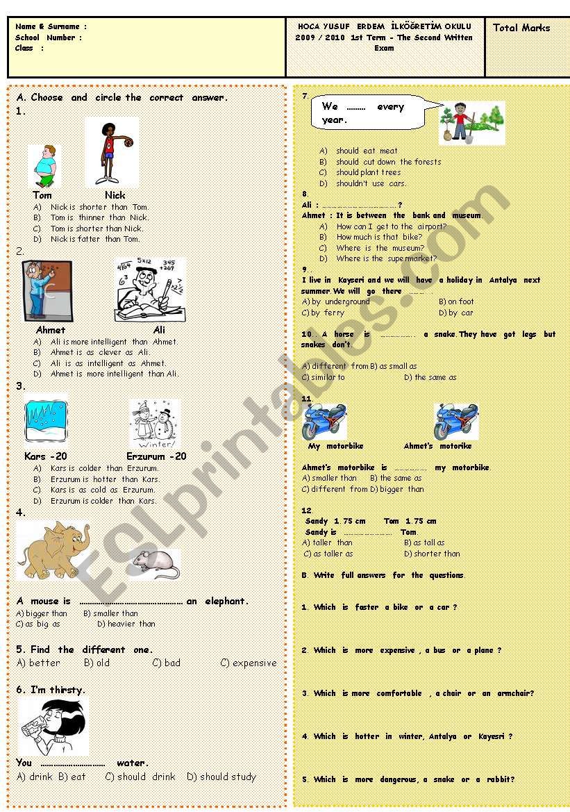 comparison worksheet