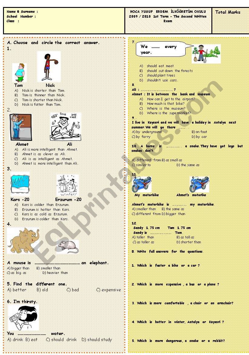 comparison worksheet