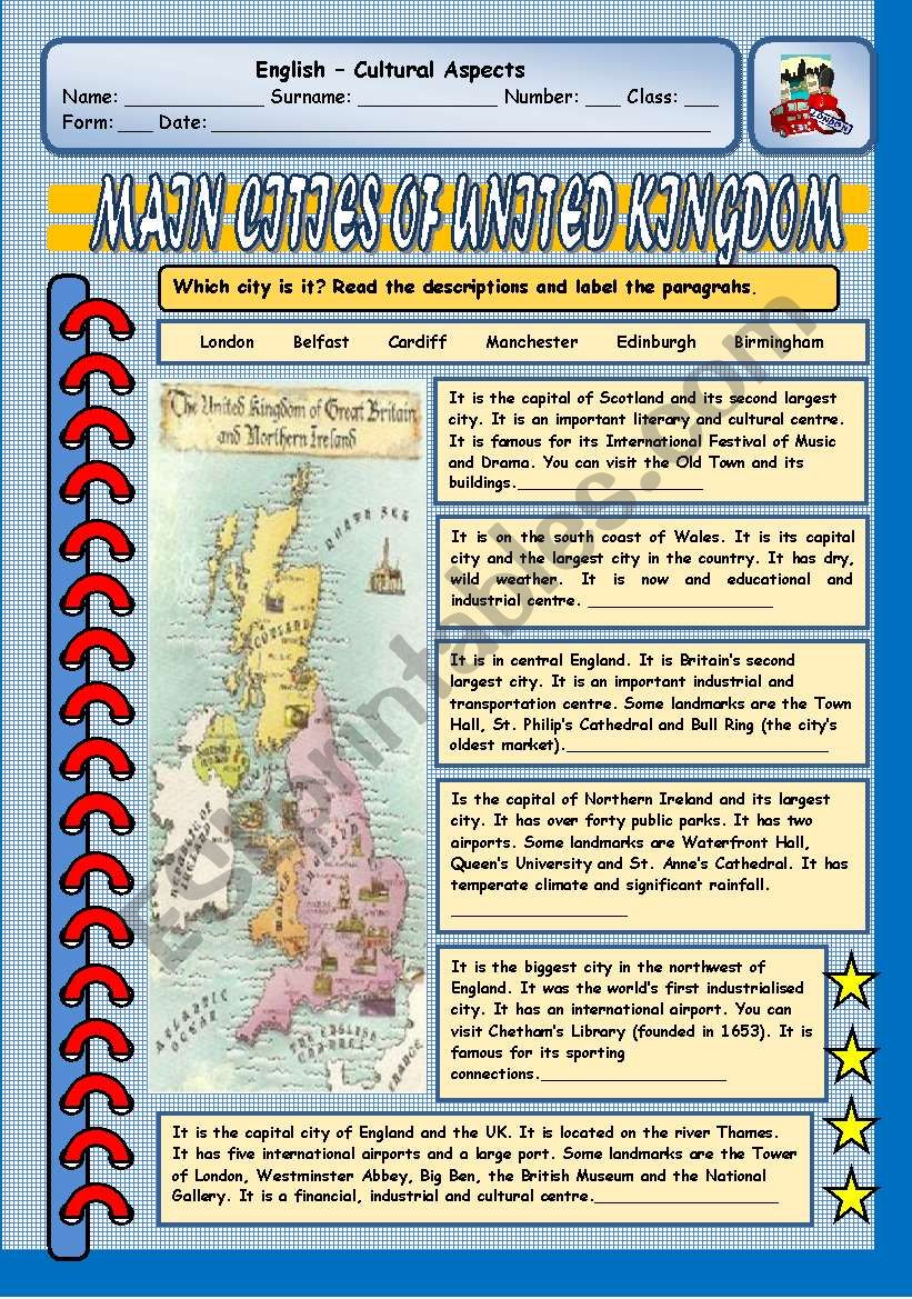 CULTURAL ASPECTS - MAIN CITIES OF UNITED KINGDOM