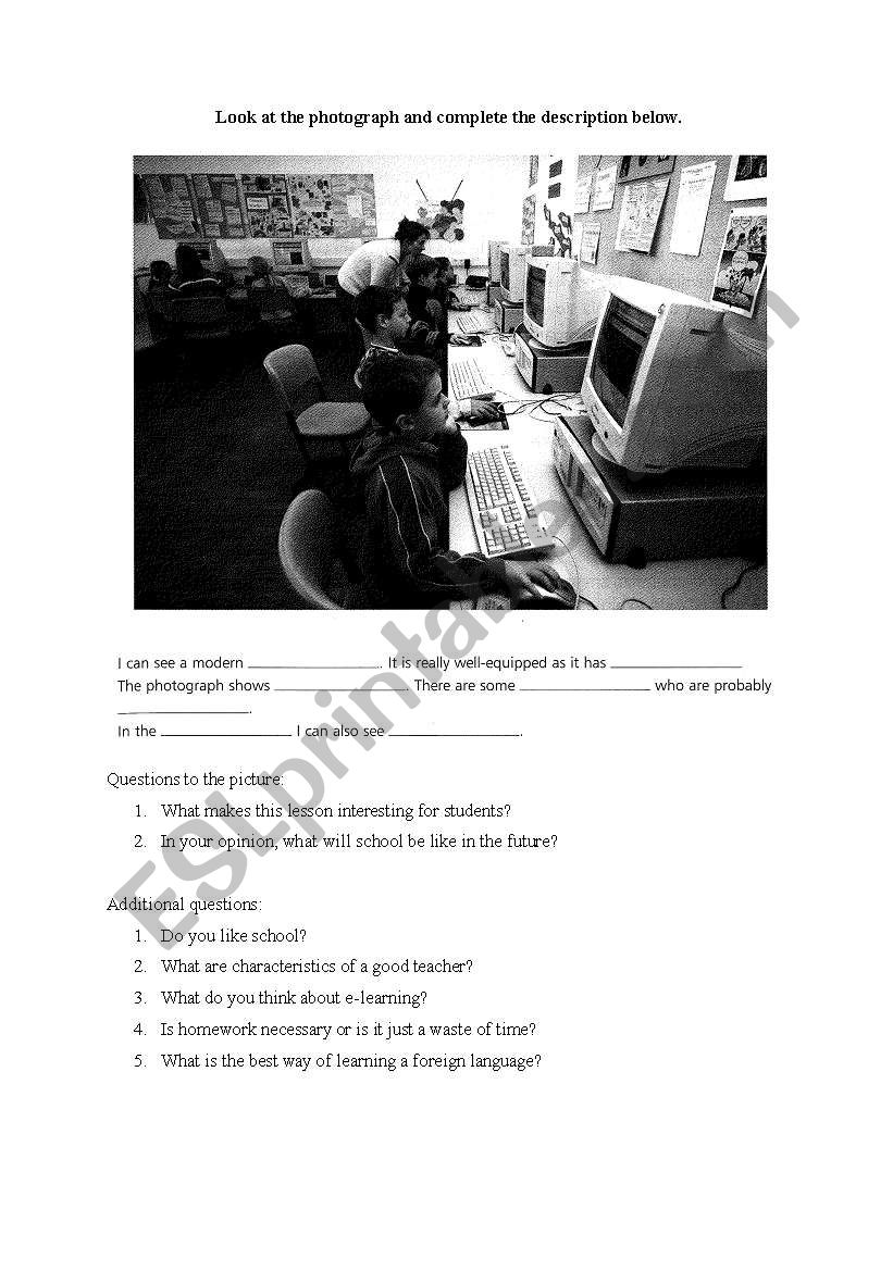 Picture description worksheet