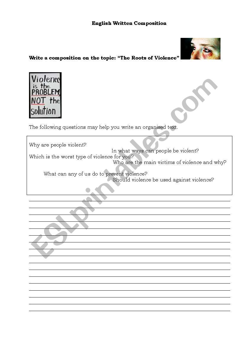 Violence - Guided writing worksheet