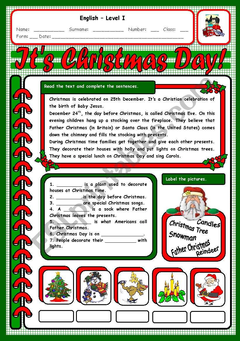 ITS CHRISTMAS DAY 2 worksheet