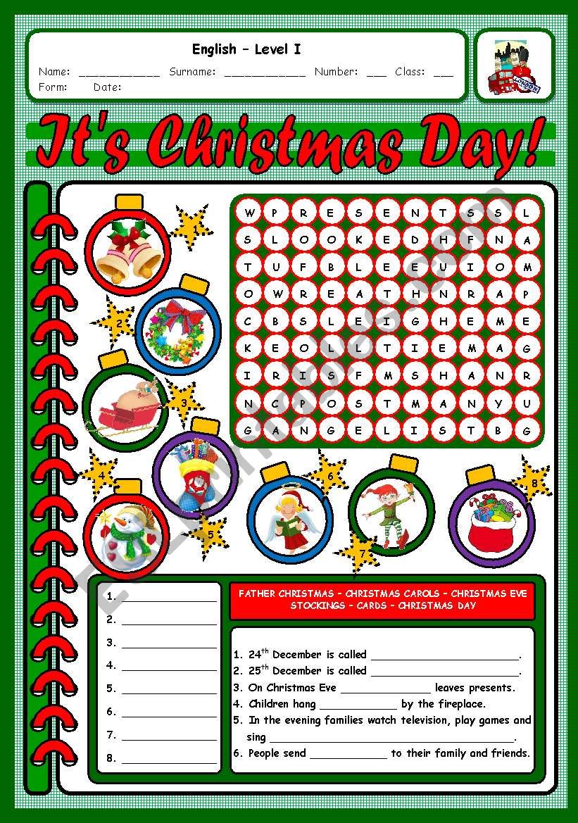 ITÂ´S CHRISTMAS DAY 3 worksheet