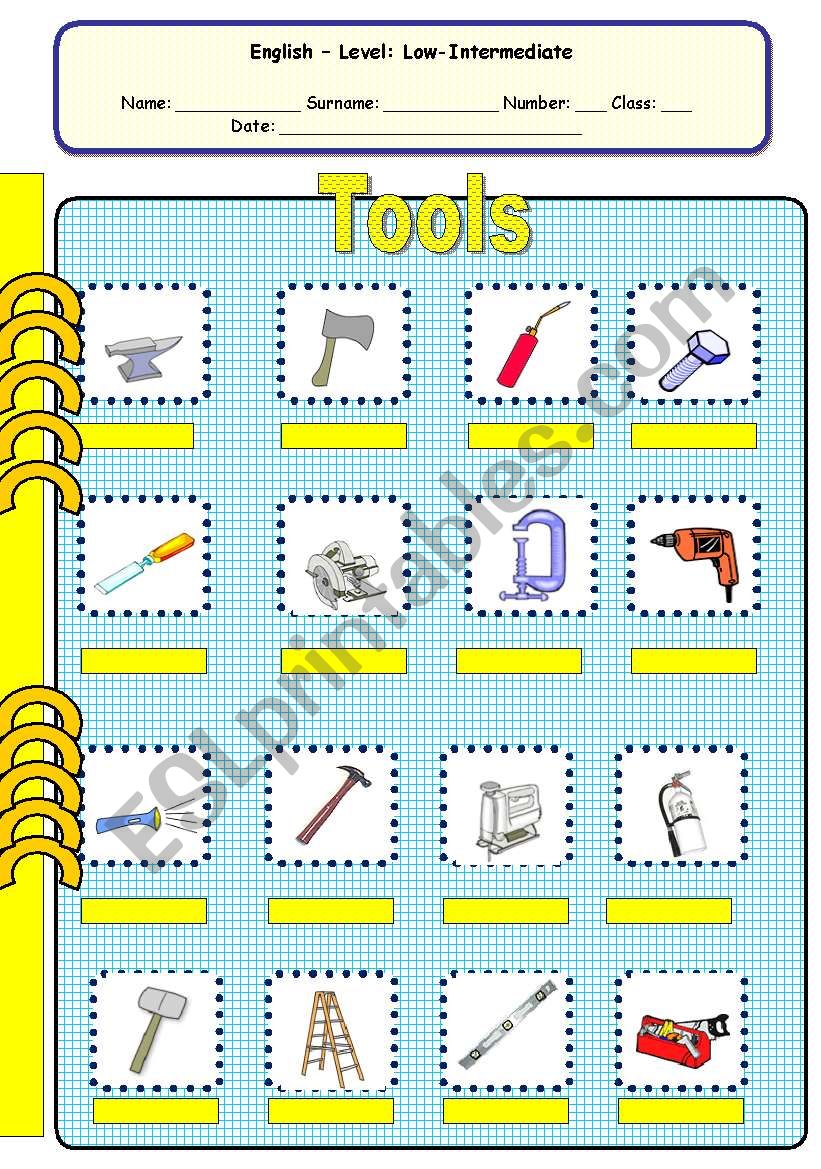 tool identification worksheet