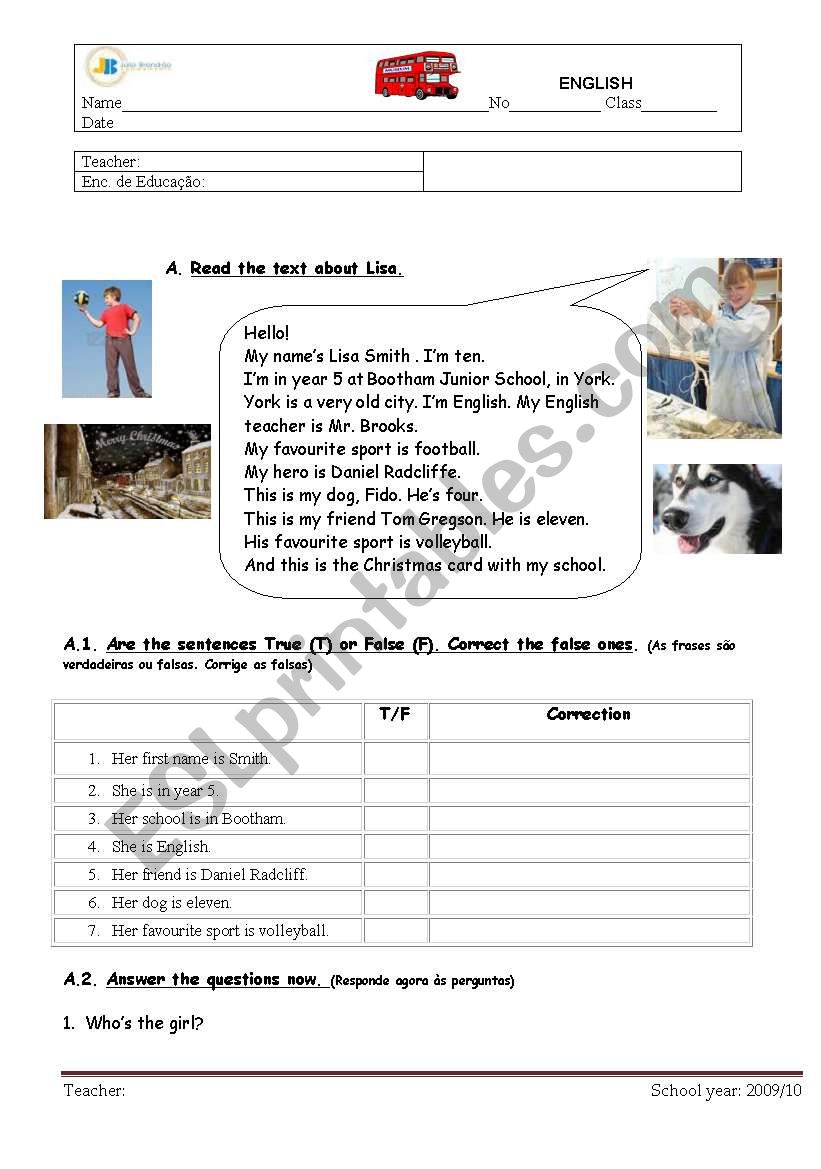 personal identification worksheet