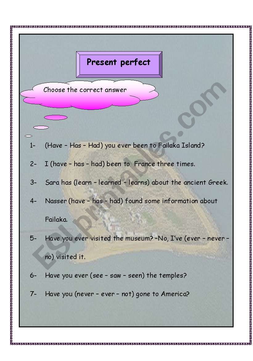 present perfect worksheet