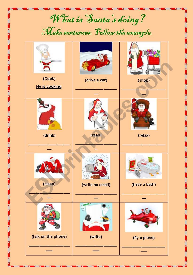 What is Santa Claus doing? worksheet