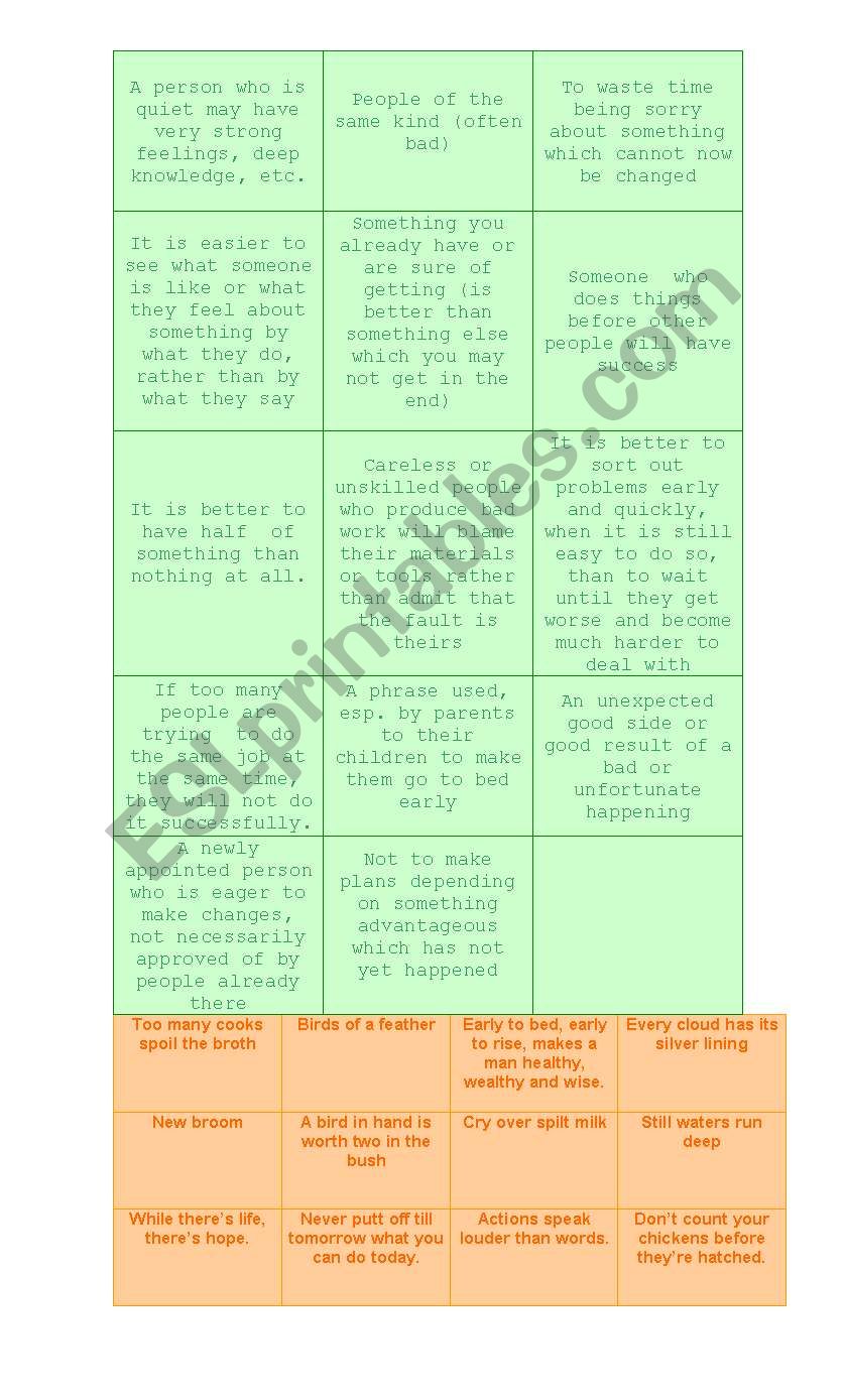 Proverbs worksheet