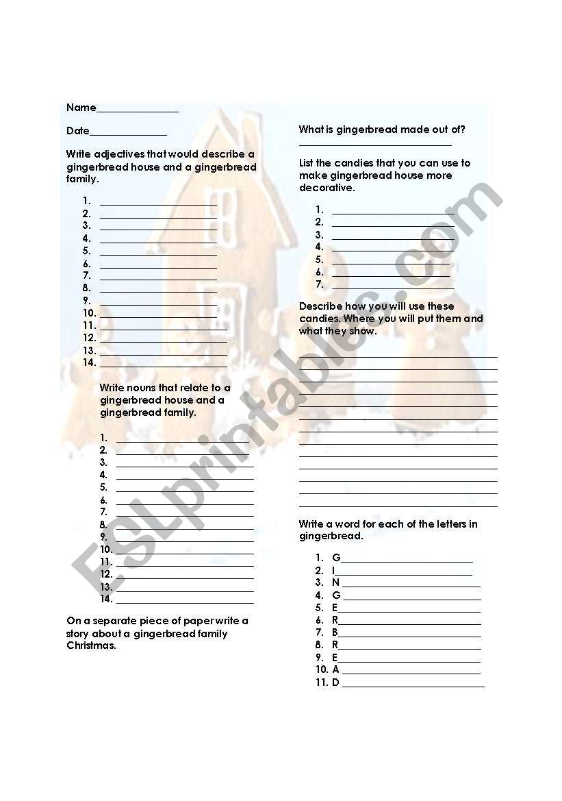 Christmas parts of speech writing activity