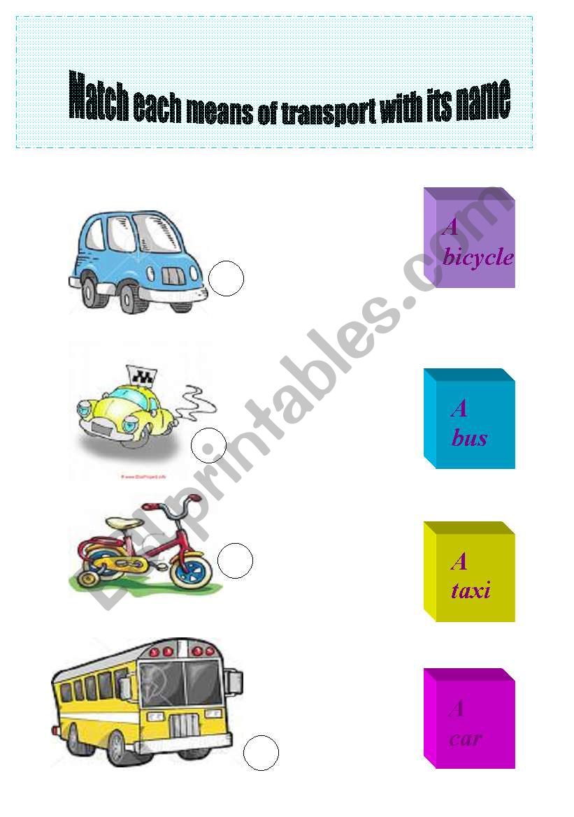 Means of transport worksheet