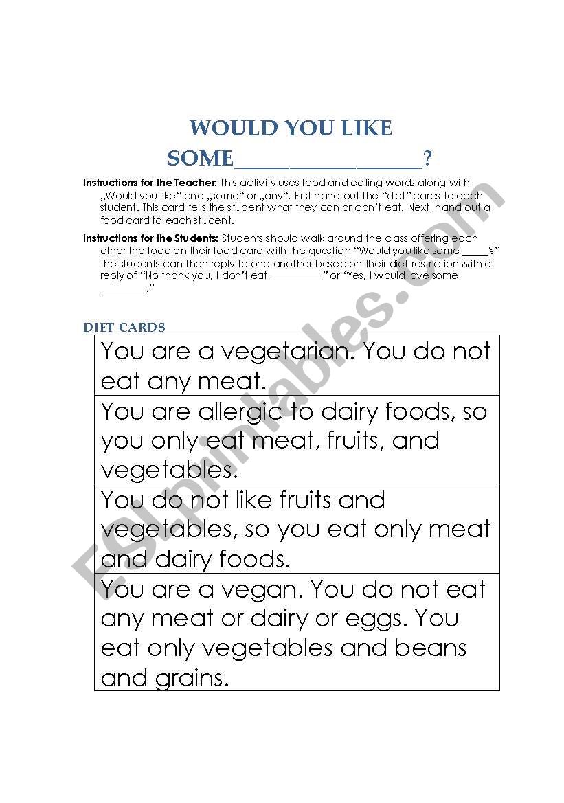 Would you like some..? worksheet