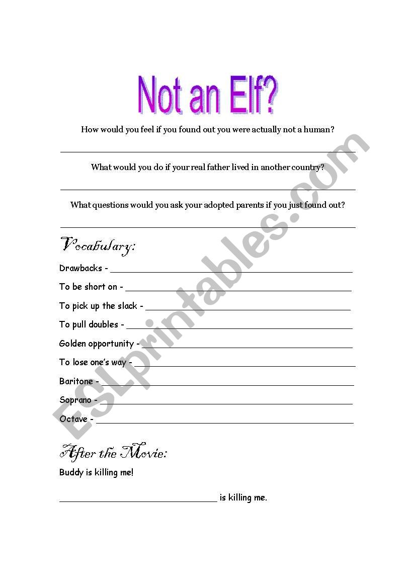 Elf (part 2 of 9) worksheet