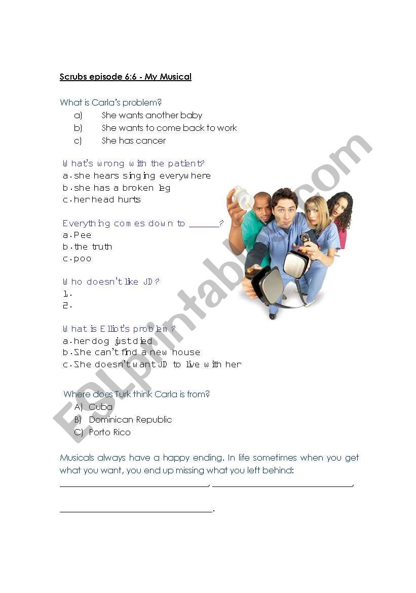 My Musical - Scrubs 6:6 worksheet