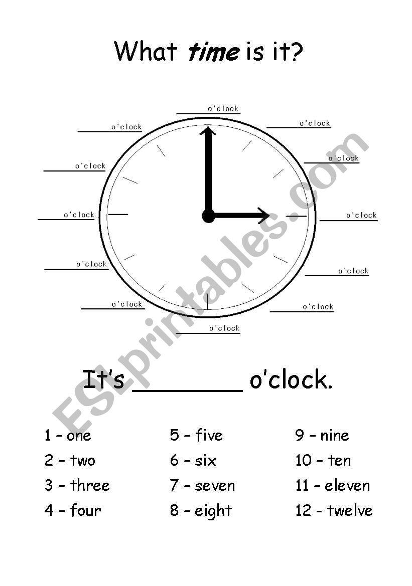 What time is it? worksheet