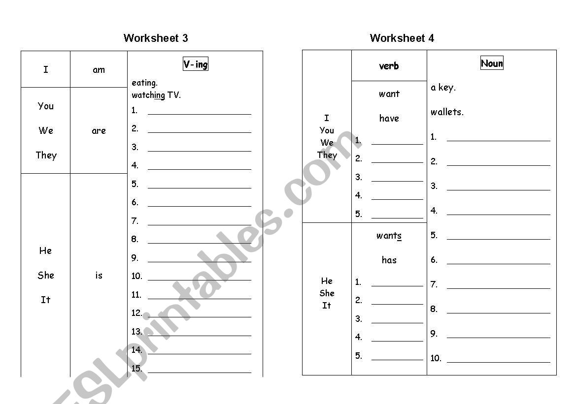 verb worksheet