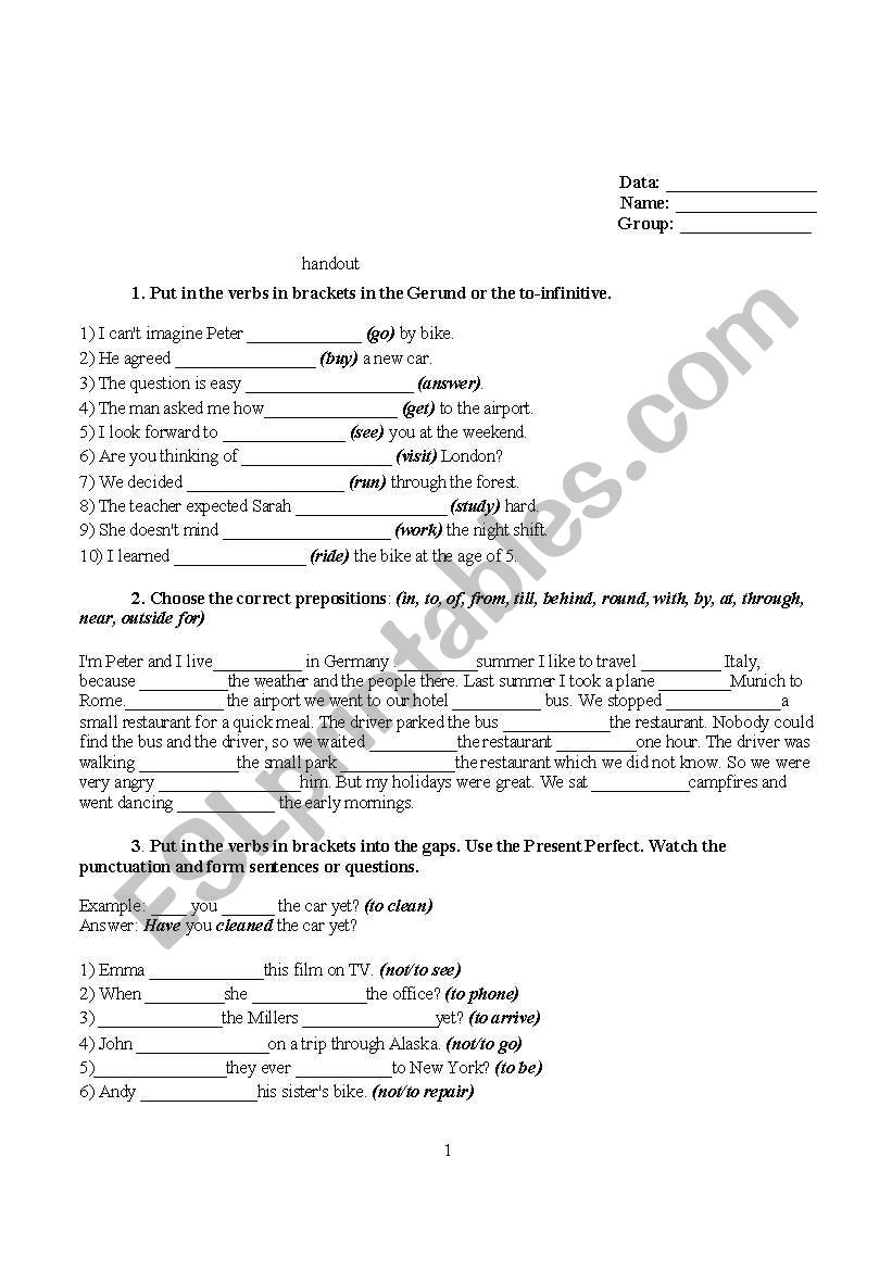 prepositions worksheet