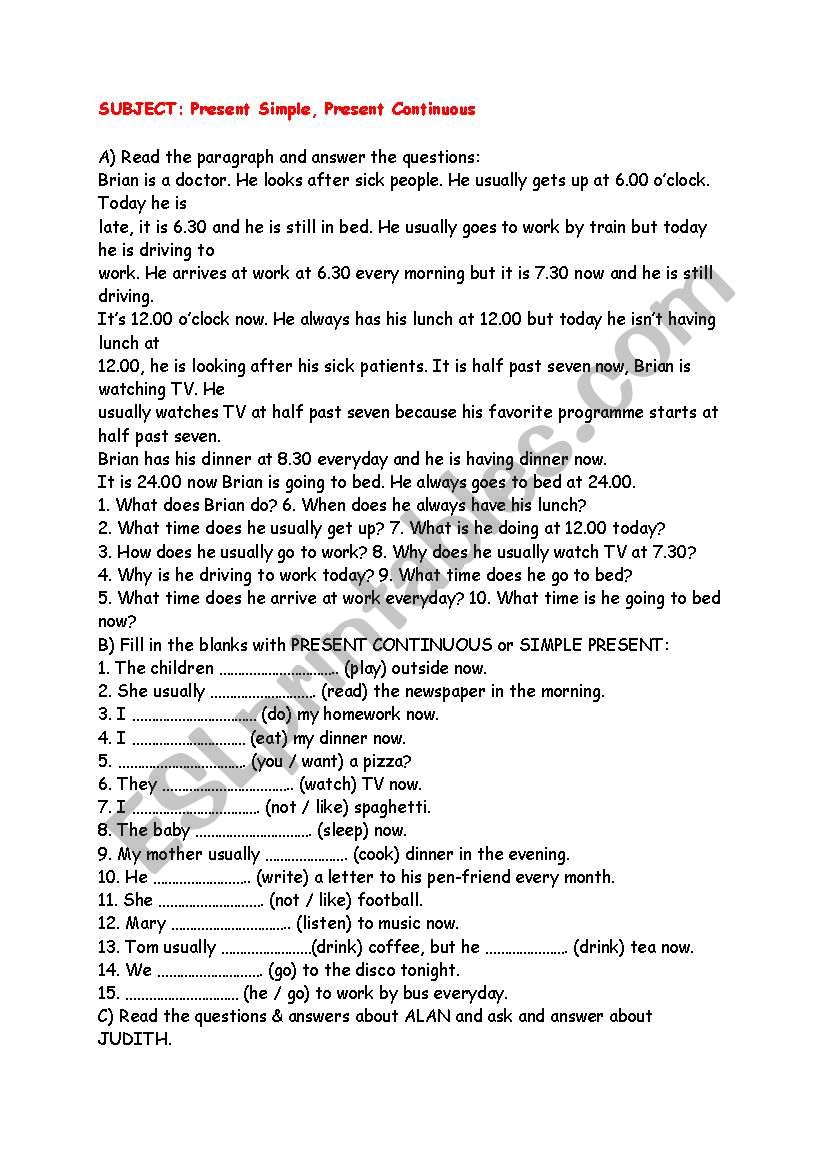 Simple Present and Present Continuous Tense