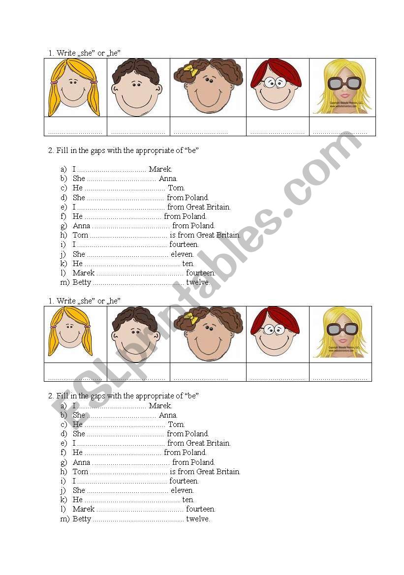 Personal pronouns and  worksheet