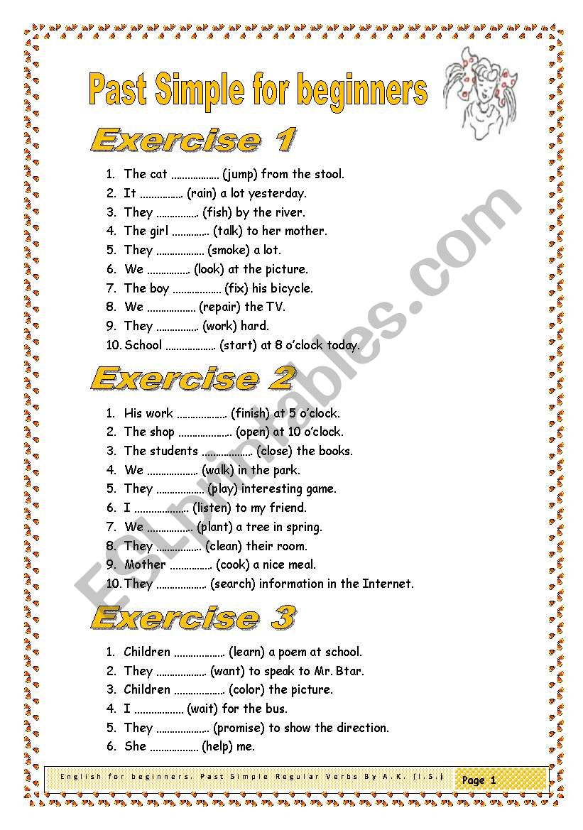 5 exercises/50 sentences Past Simple for beginners