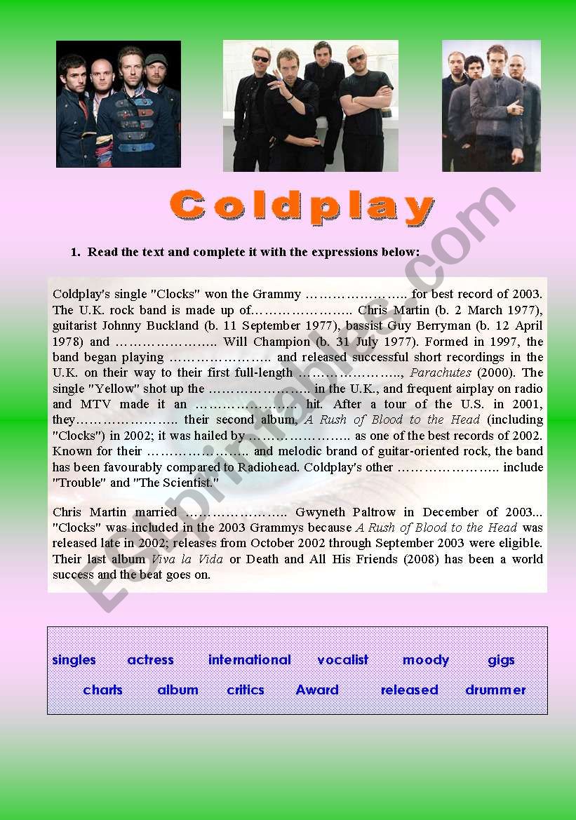 Viva la vida - Coldplay worksheet