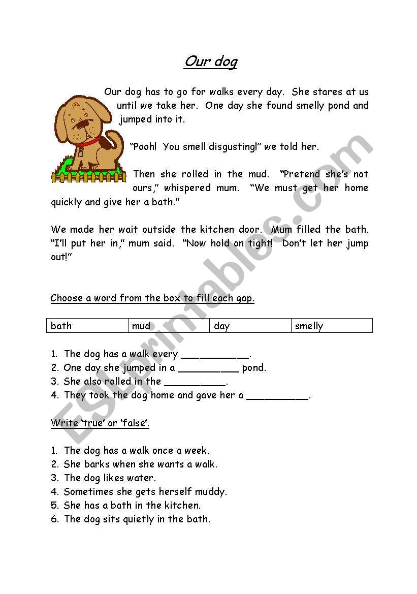 Our Dog worksheet