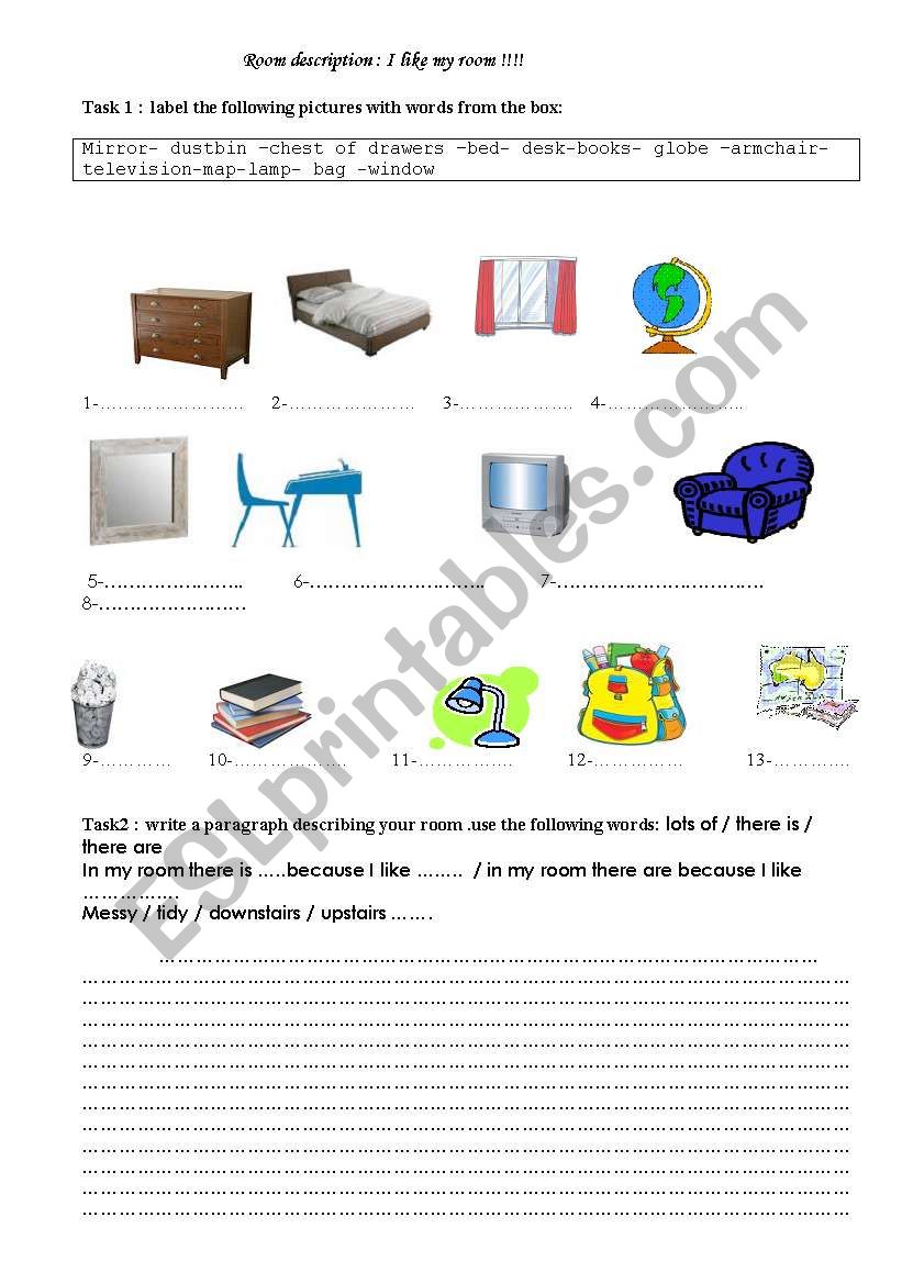 room description  worksheet