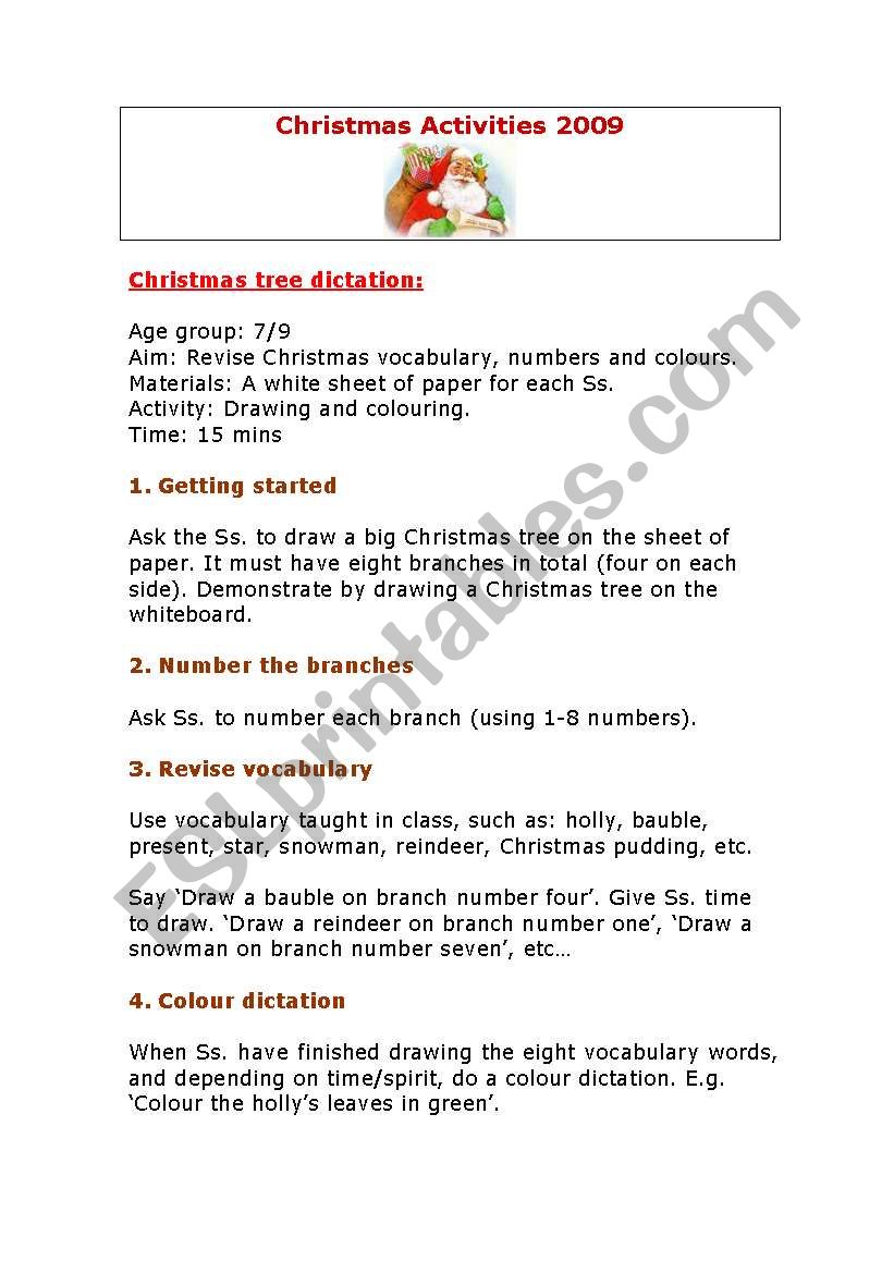 CHRISTMAS TREE DICTATION worksheet