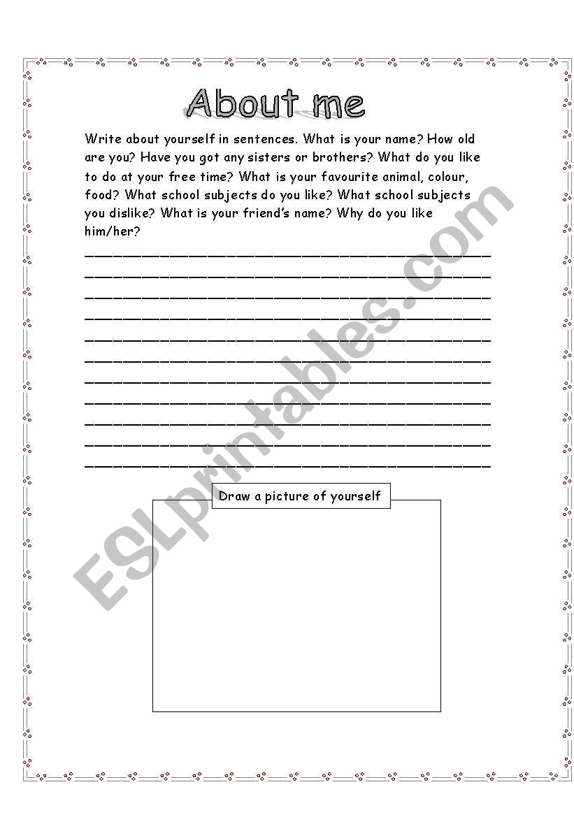 All About Me_Writing Prompt worksheet