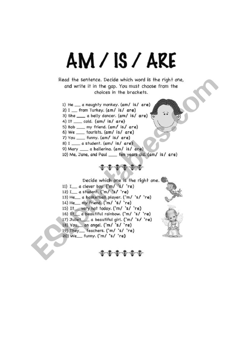 am is are  worksheet