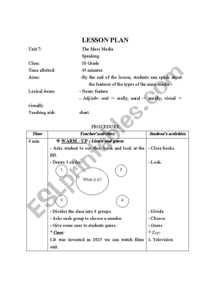 lesson pan worksheet