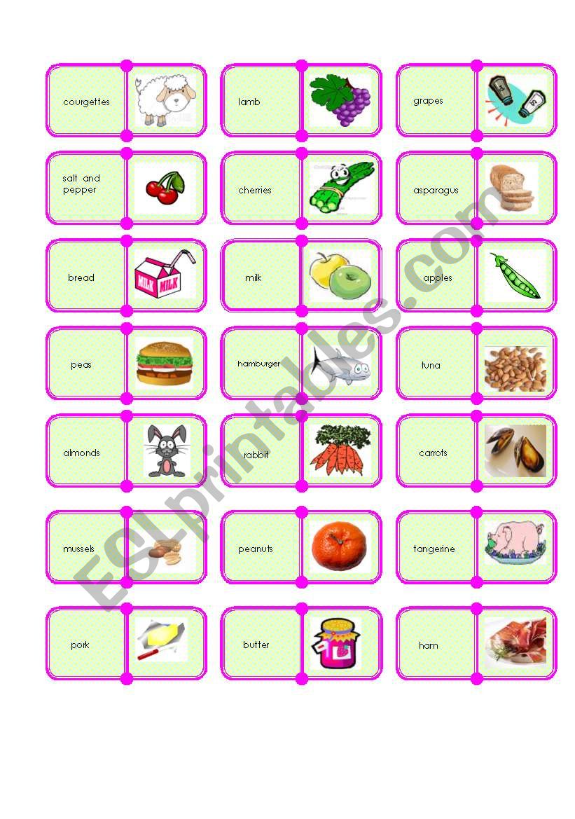 food domino 3/3 worksheet