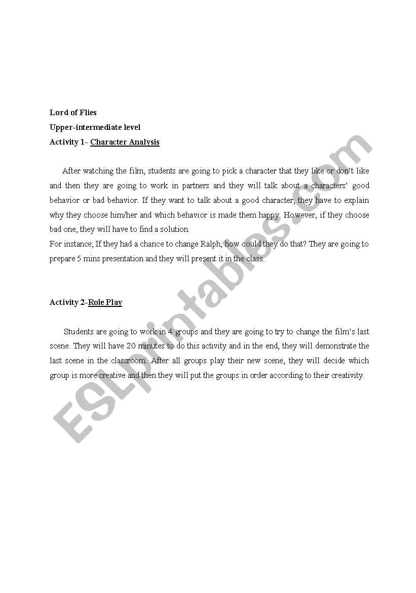 character analysis worksheet