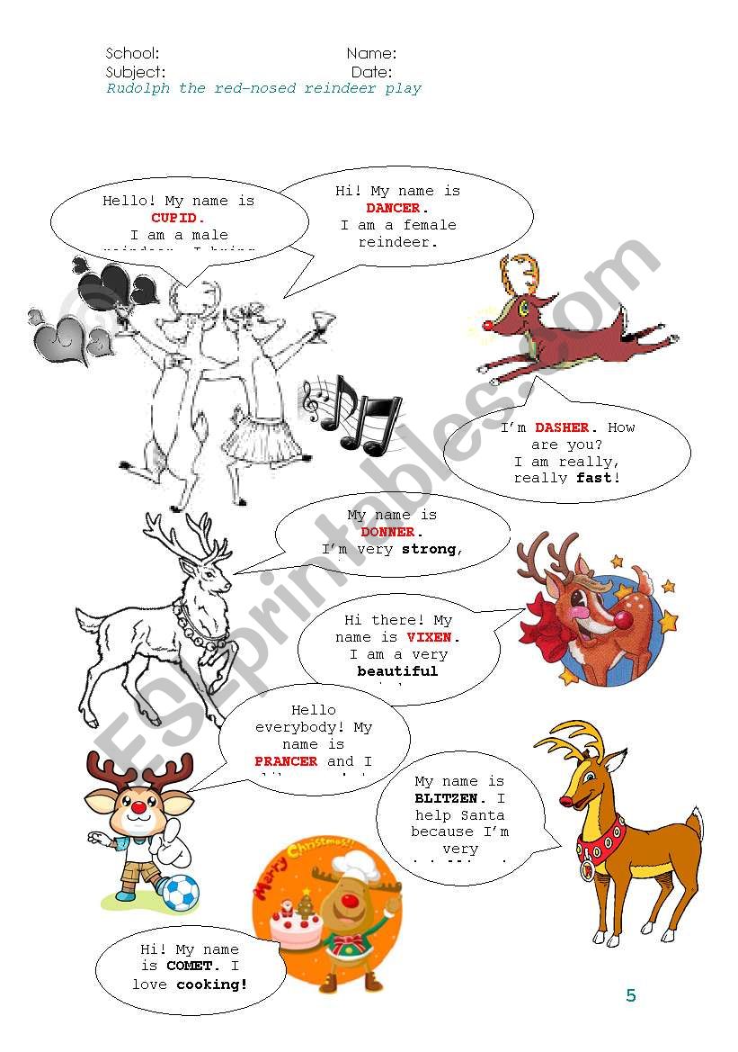 Rudolphs characters for the short play - 2nd part