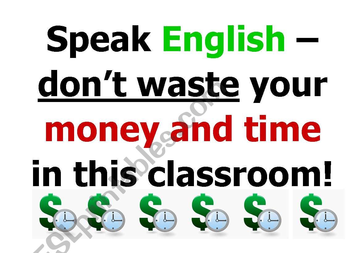 Speak English Poster worksheet
