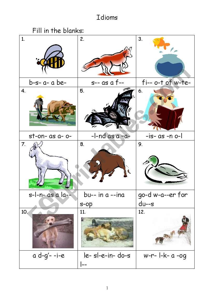 Animal Idioms worksheet