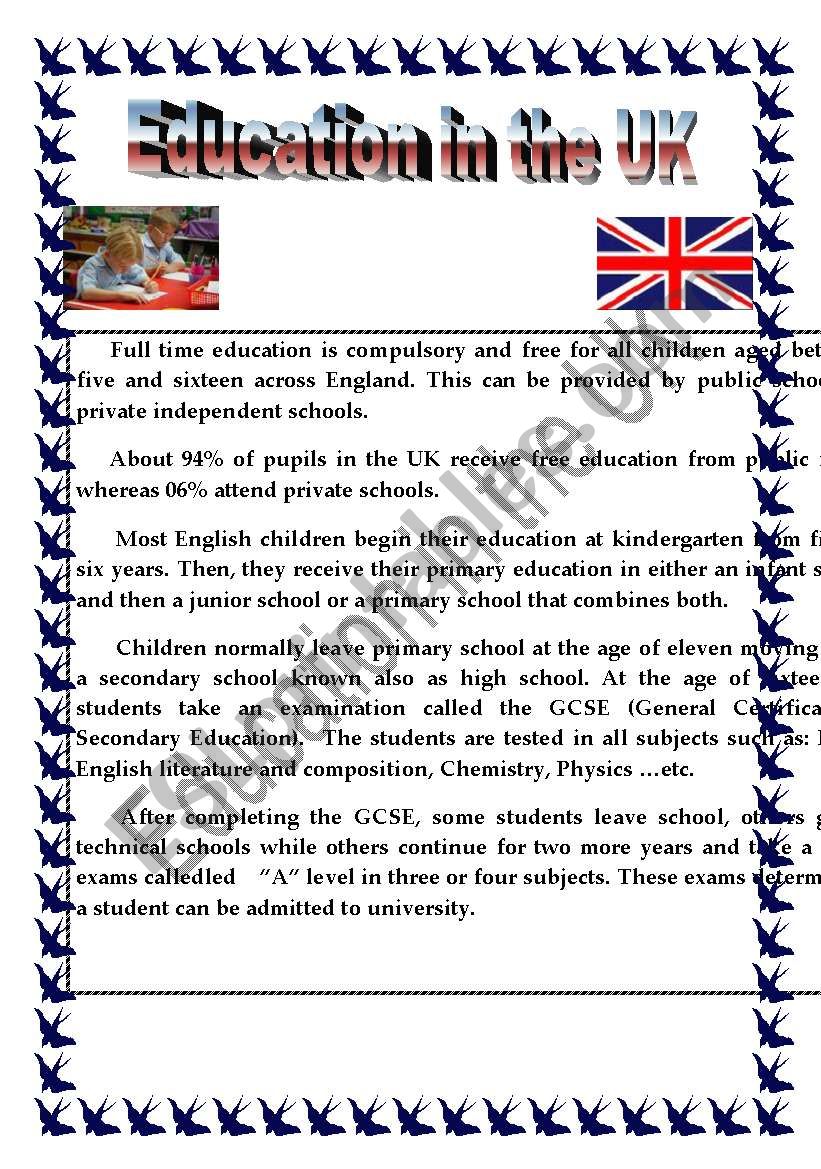  English Test  Education in the UK