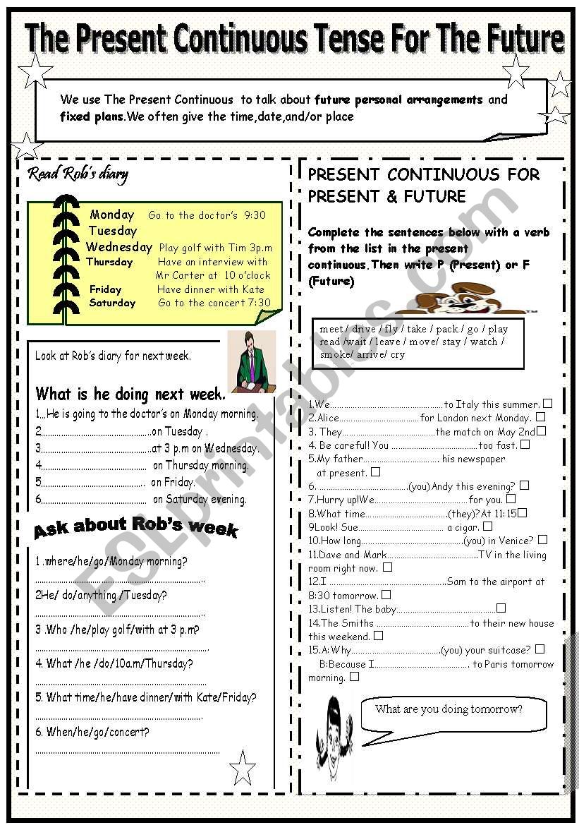 THE PRESENT CONTINUOUS TENSE FOR THE FUTURE ESL Worksheet By Cylmz