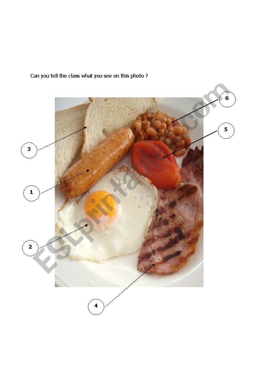 The English breakfast worksheet