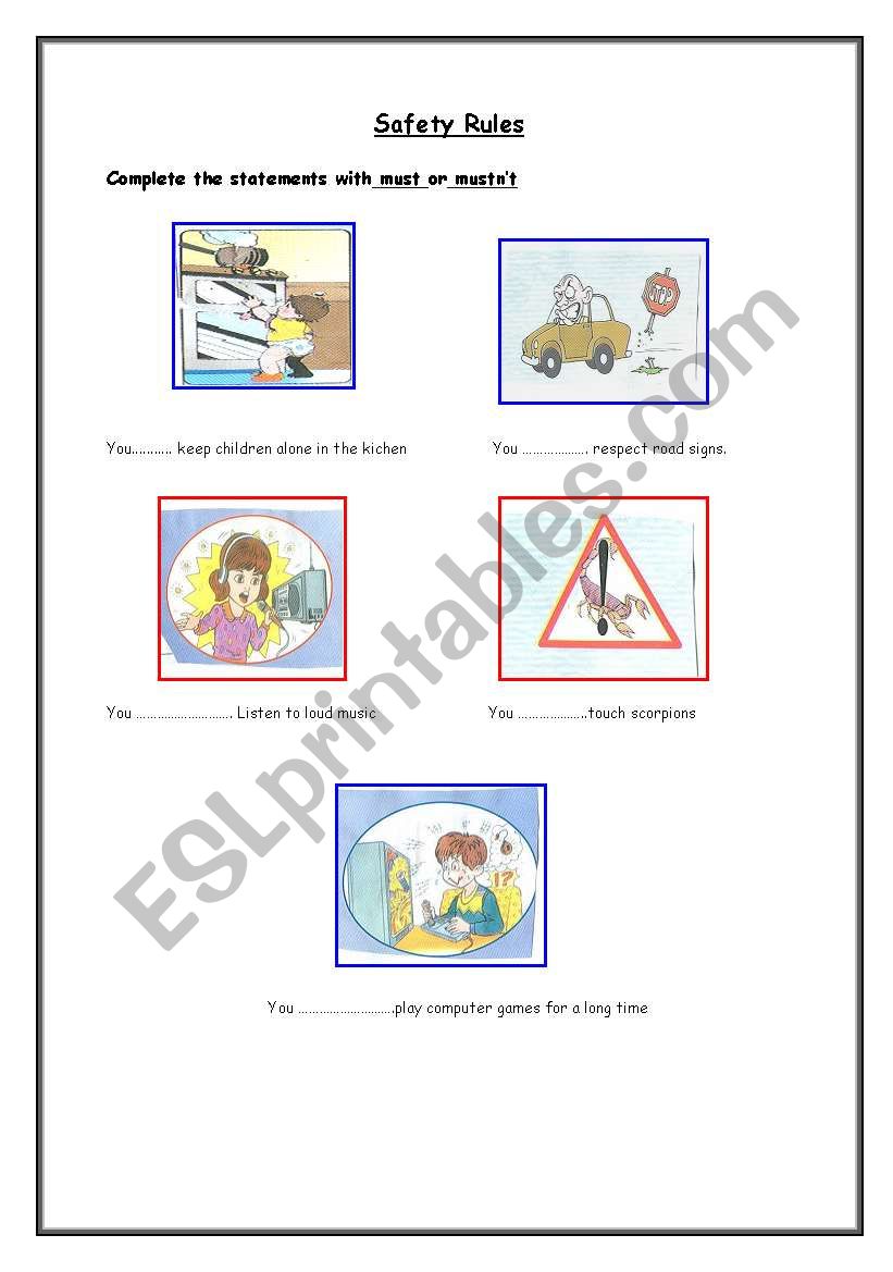 safety rules worksheet