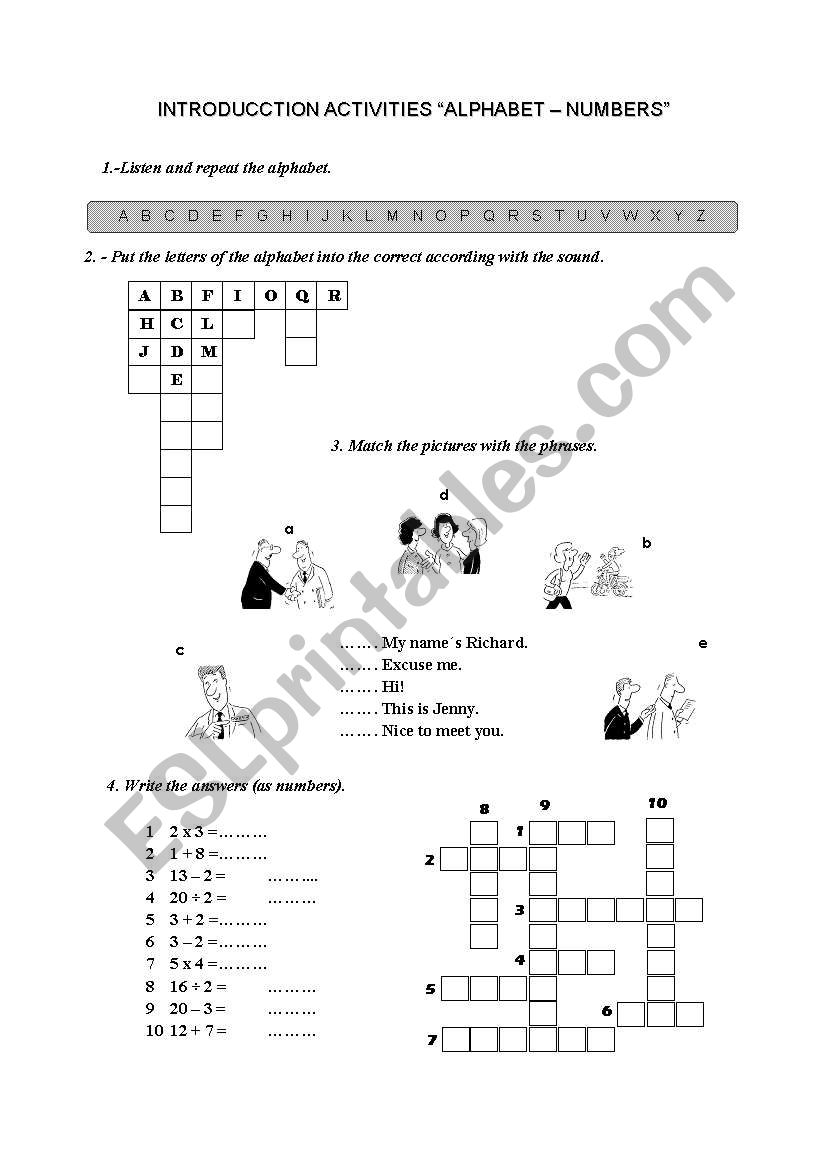 INTRODUCTION ACTIVITIES worksheet