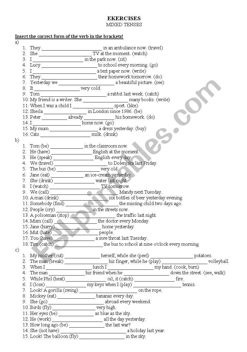 PRESENT, PAST AND FUTURE TENSES