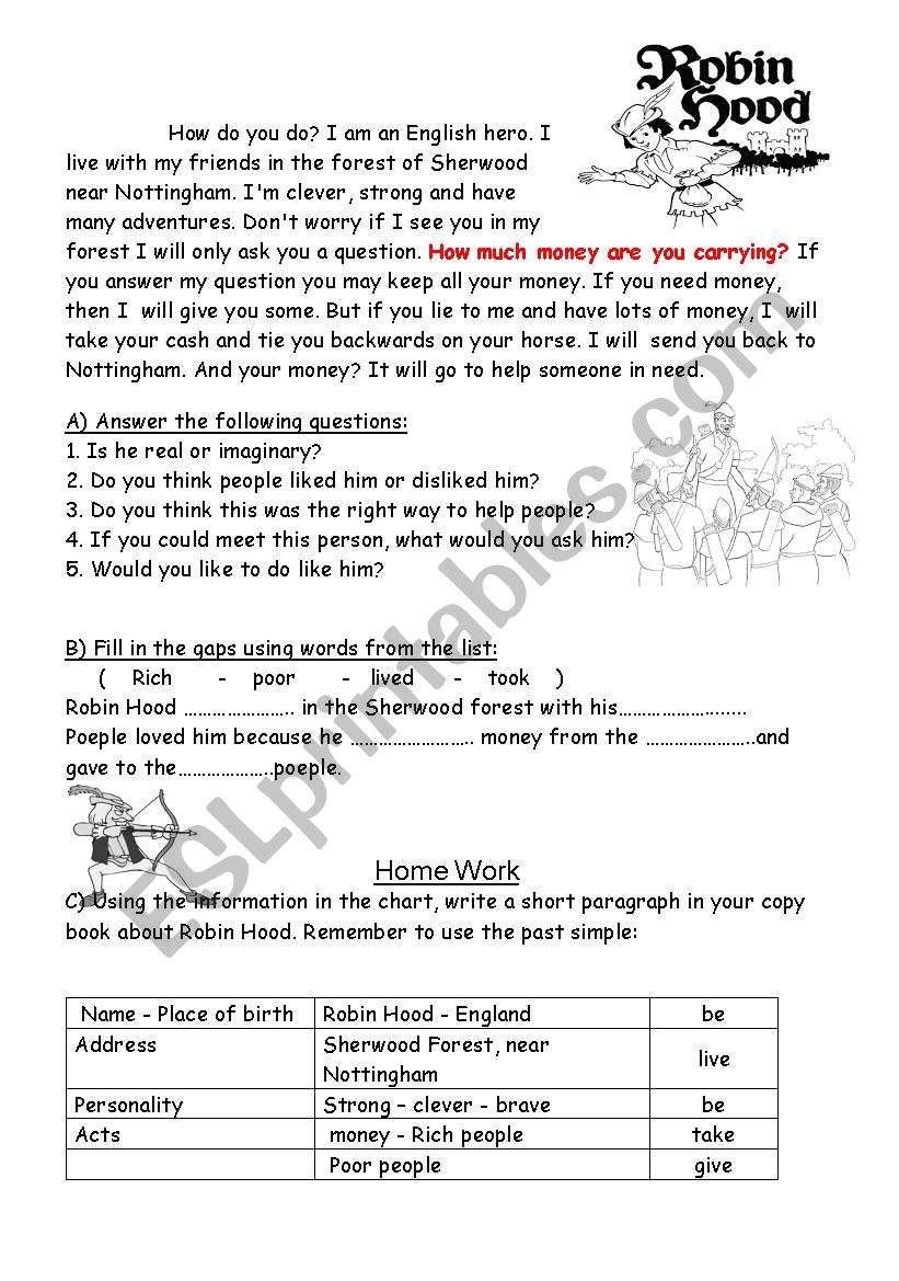 Robin Hood worksheet