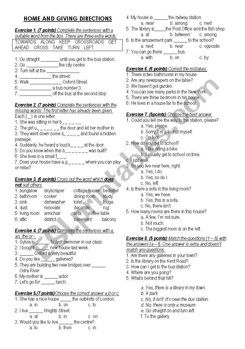 HOME AND CITY worksheet