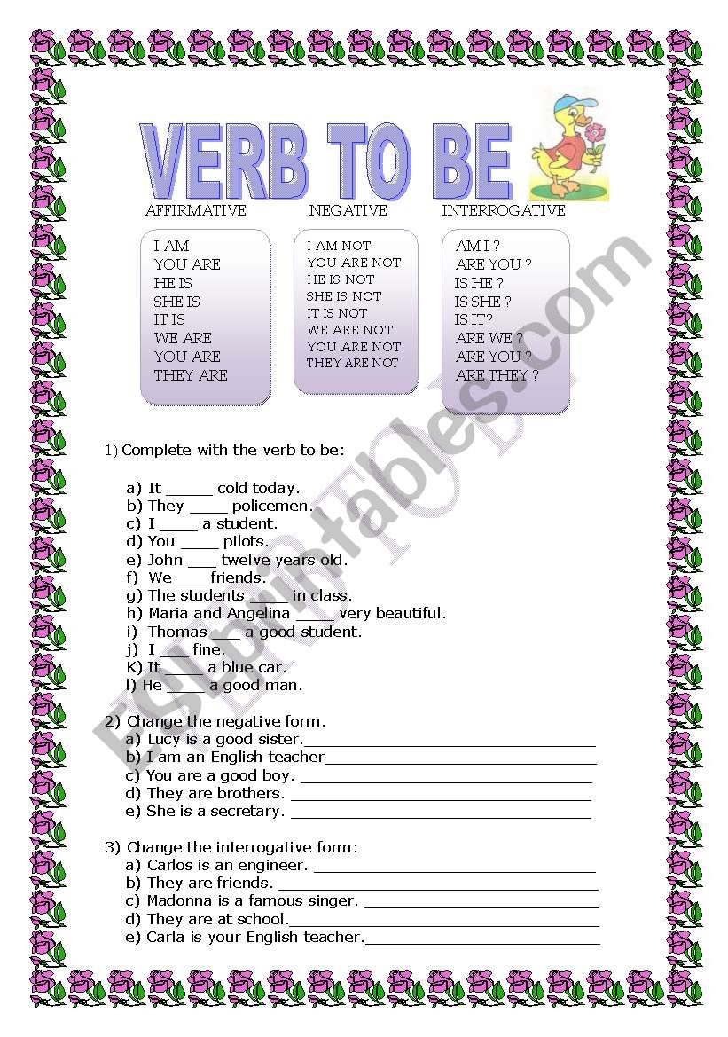 Verb to be worksheet
