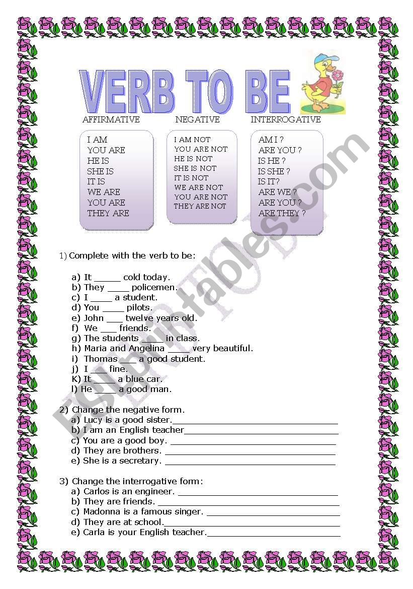 Verb to be worksheet